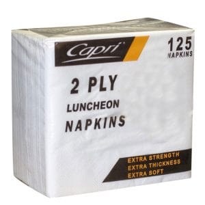 Capri 2 Ply Quarter Fold White Luncheon Napkins CTN/2000