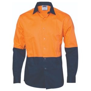 Hi-Vis Cool Breeze Food Industry Cotton Shirt (Long Sleeve) - Orange/Navy