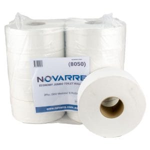 Novarre Economy 2Ply Jumbo Toilet Paper Rolls 8x300m (8050)