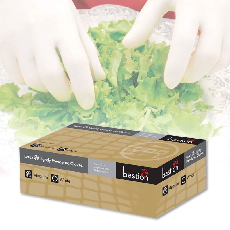 Bastion White Latex Lightly Powdered Gloves