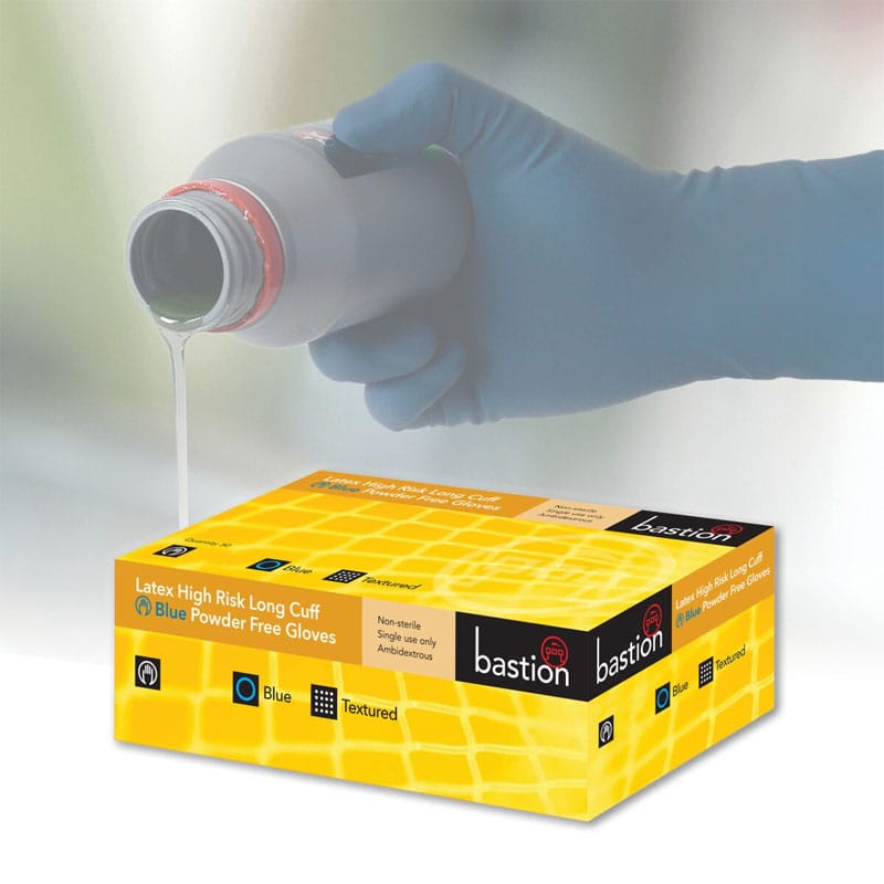 Bastion High Risk Blue Latex Powder Free Gloves CTN/500