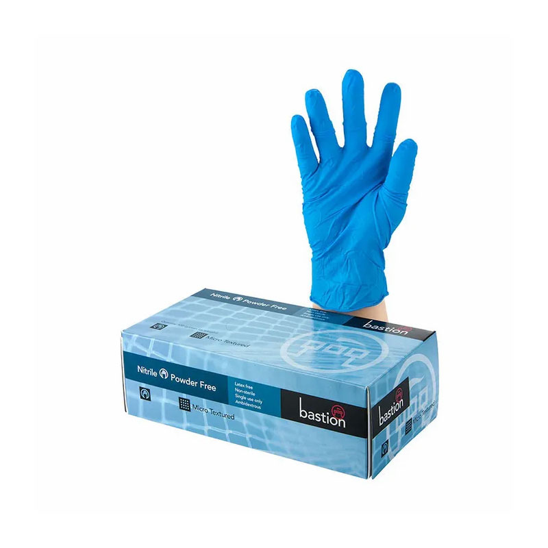 Bastion Blue Nitrile Heavy Duty Powder Free Gloves