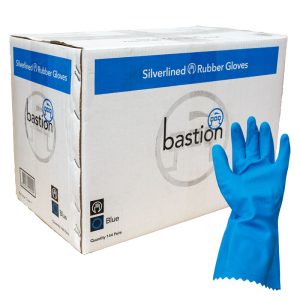 Bastion Blue Silverlined Rubber Gloves Cartons