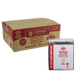 240L Premium Black Wheelie Bin Liners Extra Strong (40um) CTN/100