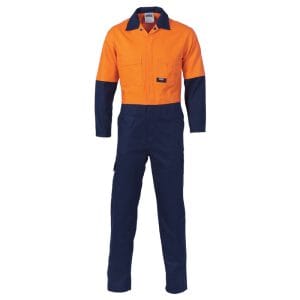 Hi-Vis Two Tone Cotton Coveralls - Orange