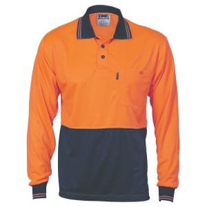 Hi-Vis Two Tone Cool Breathe Polo Shirt (Long Sleeve) - Orange