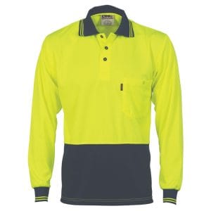 Hi-Vis Two Tone Cool Breathe Polo Shirt (Long Sleeve) - Yellow