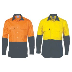 Hi-Vis Two Tone 155gsm Cool-Breeze Cotton Shirt (Long Sleeve)