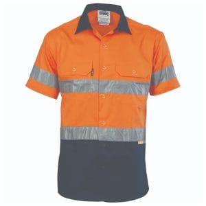 Hi-Vis Cool-Breeze Cotton Shirt with Day/Night Tape (Short Sleeves) - Orange