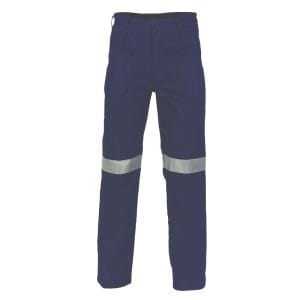 Cotton Drill Work Trousers 3M Tape Navy