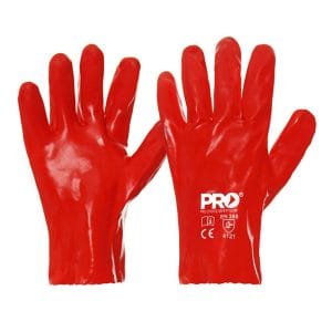 PVC Gloves Single Dipped 27cm Red