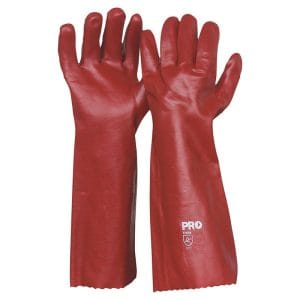 PVC Gloves Single Dipped 45cm Red