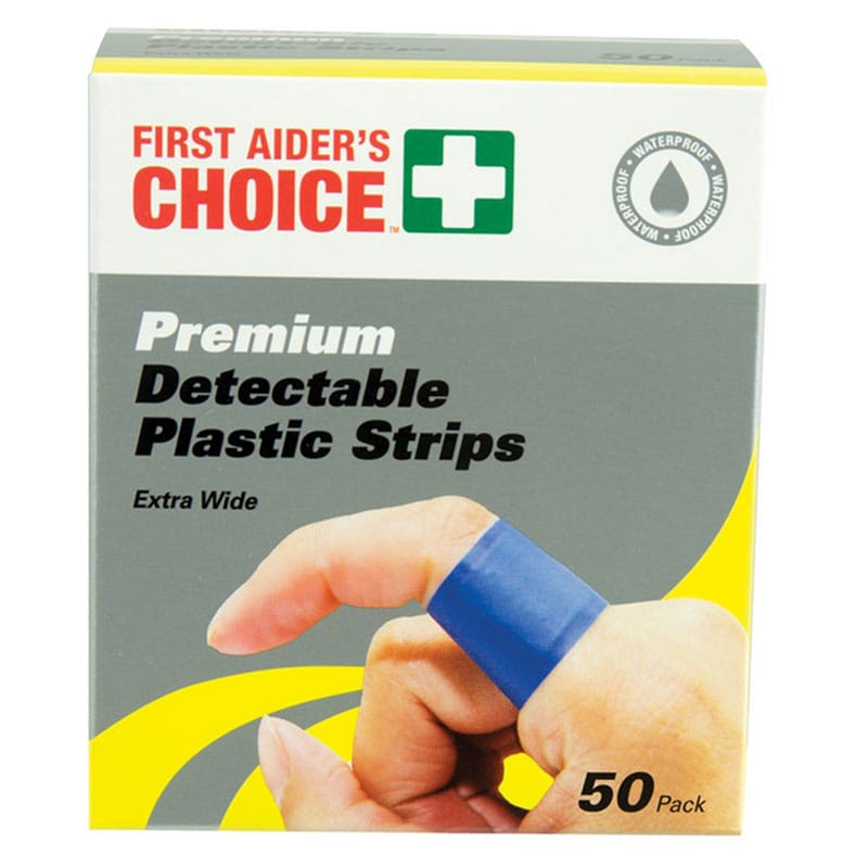 Detectable Blue Plastic Adhesive Strips Extra Wide PCK/50