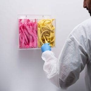 Double PPE Dispenser in Clear Perspex 300x150x250