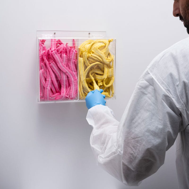 Double PPE Dispenser in Clear Perspex 300x150x250