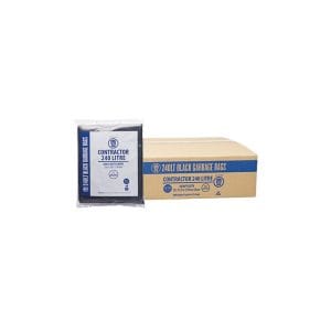 240L Contractor Black Wheelie Bin Liners CTN/100