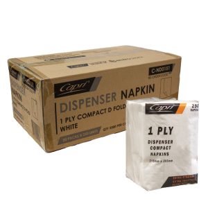 1 Ply White Compact D Fold Dispenser Napkins CTN/5000