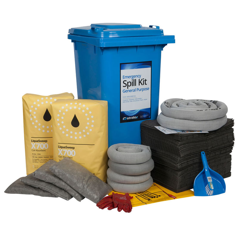 240L Standard Spill Kit in Wheelie Bin