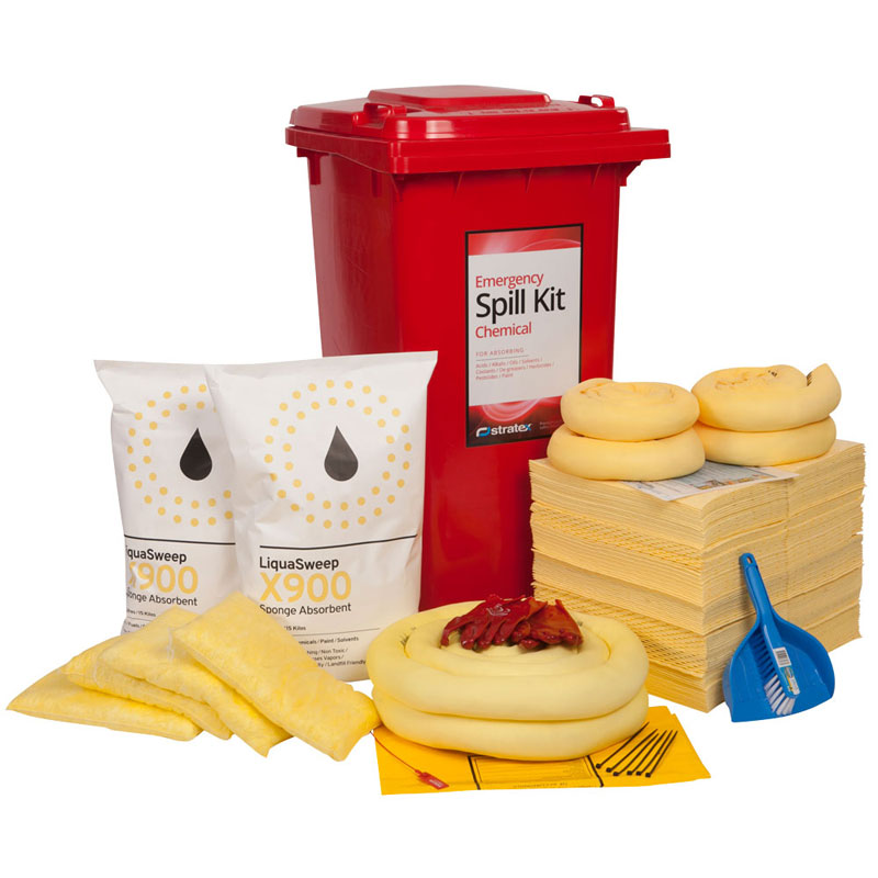240L Standard Spill Kit in Wheelie Bin