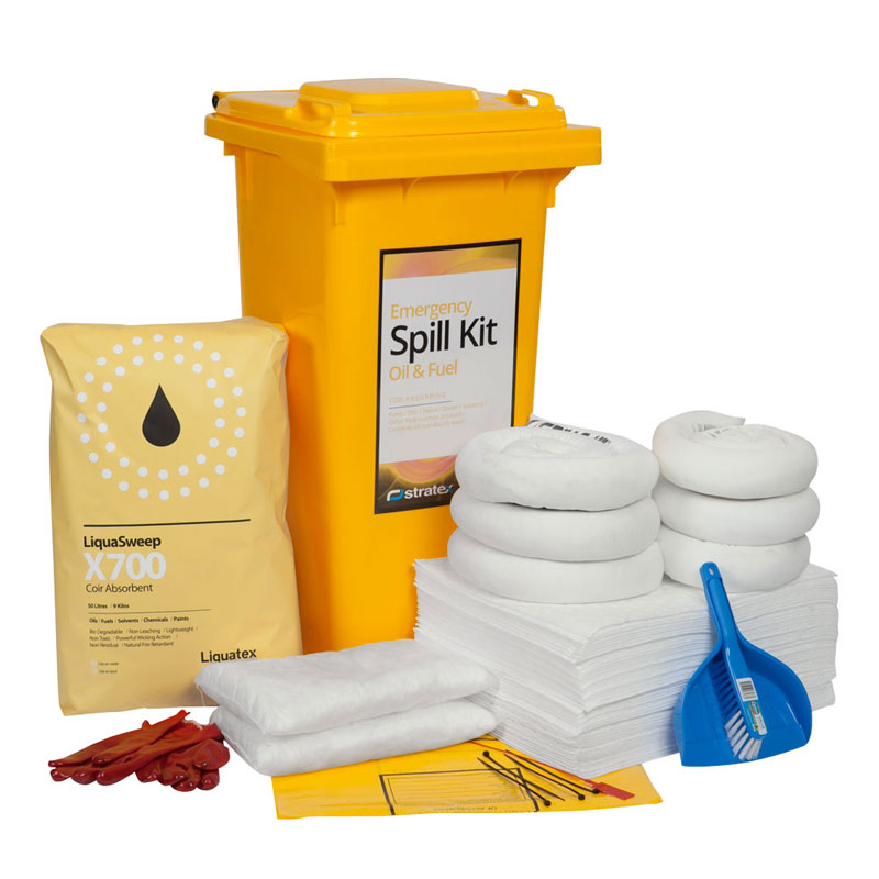 120L Standard Spill Kit in Wheelie Bin