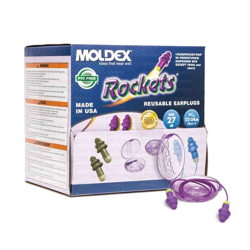 Moldex Rocket Earplugs Corded Reusable Class 4 24dB