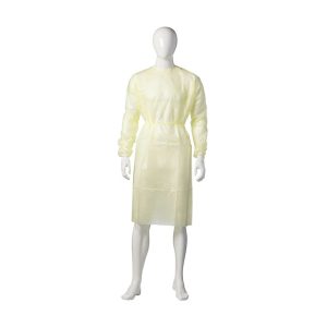 Impervious Isolation Gown with Knitted Cuffs - Yellow