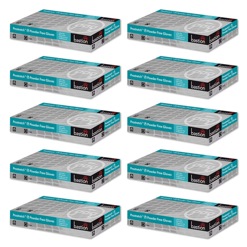 Bastion Prostretch Clear Powder Free Gloves - XL CTN/2000