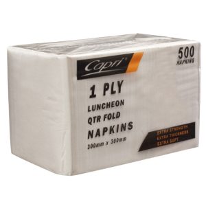 Capri 1 Ply Quarter Fold White Luncheon Napkins CTN/3000