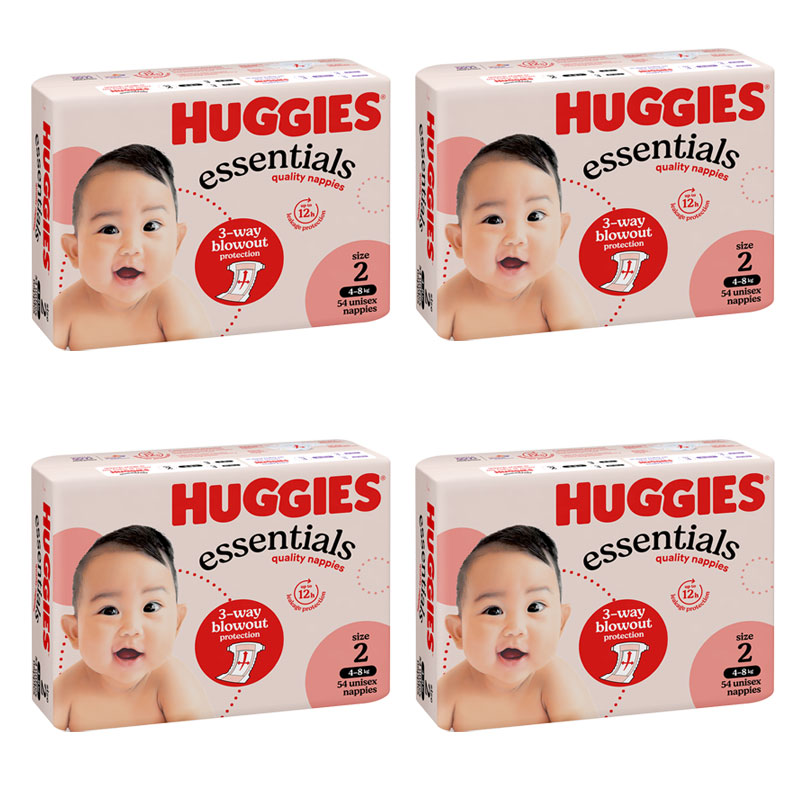 Huggies Essentials Infant Nappies Size 2 (54x4) 216