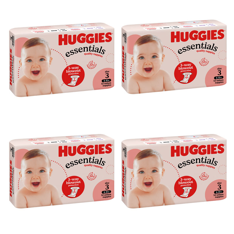 Huggies Essentials Crawler Nappies Size 3 (52x4) 208