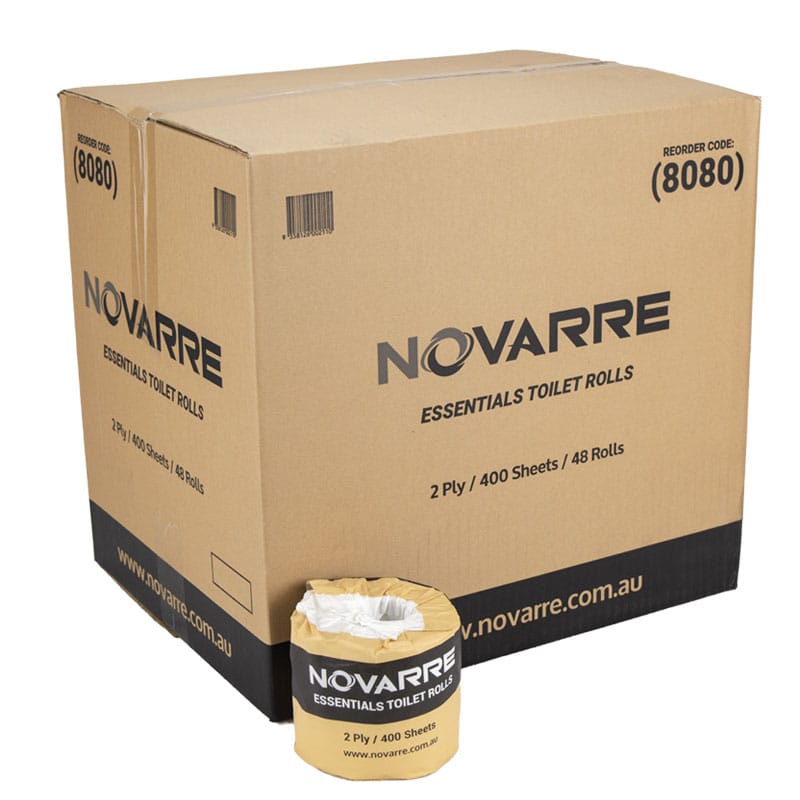 Novarre Essentials 2Ply Toilet Paper Rolls 48 x 400 Sheets (8080)