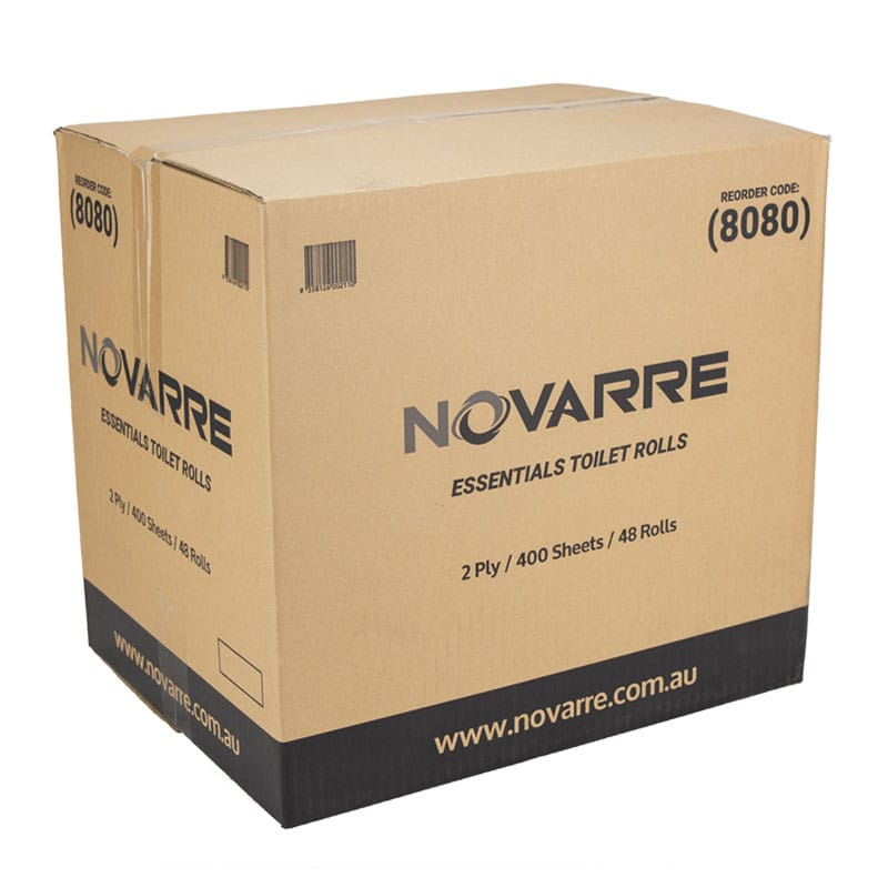 Novarre Essentials 2Ply Toilet Paper Rolls 48 x 400 Sheets (8080)