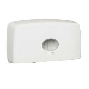 Aquarius Jumbo Toilet Roll Twin Dispenser White Lockable ABS