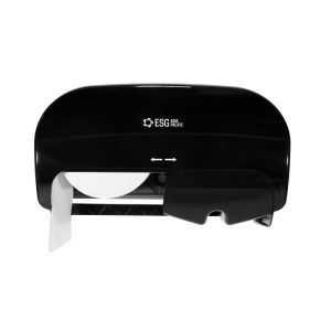 ESG Slim 2-Roll Gloss Black Controlled Use Toilet Tissue Dispenser
