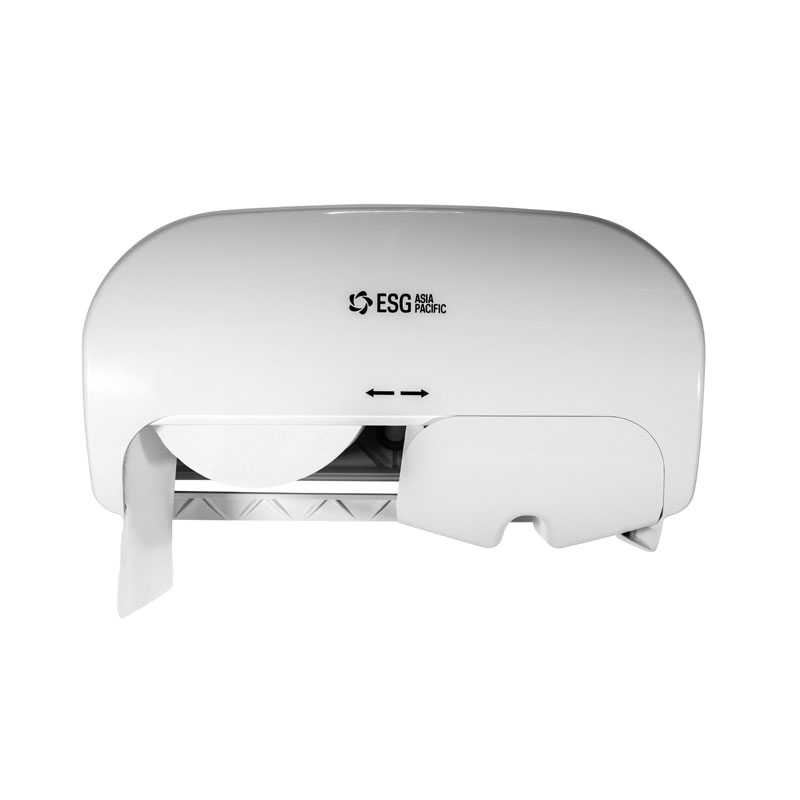ESG Slim 2-Roll Gloss White Controlled Use Toilet Tissue Dispenser