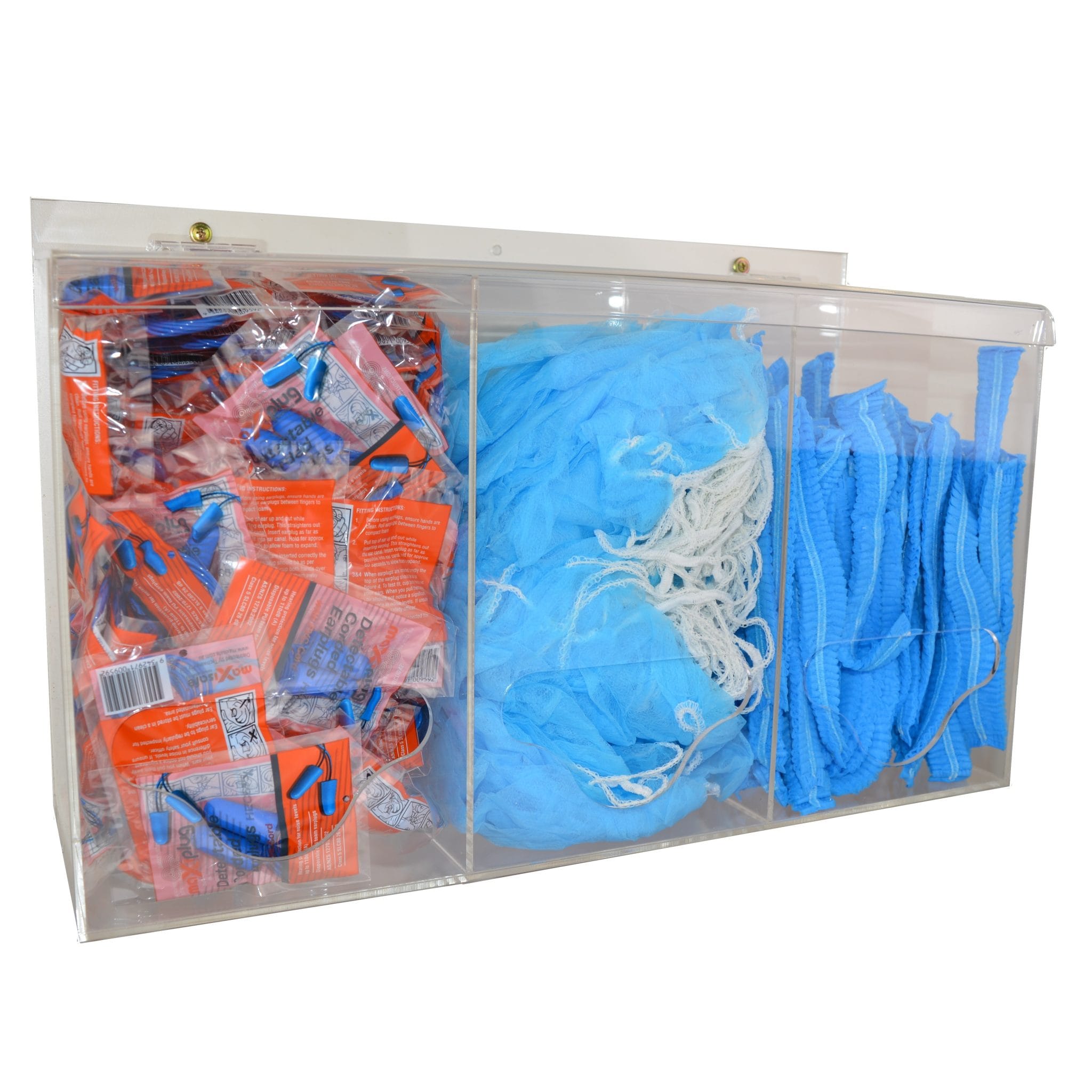 Triple PPE Dispenser Clear Perspex 450x150x250mm