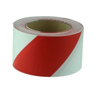 Barrier Tape Red/White Single Sided 75mmx100m