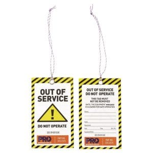 Safety Tag - Yellow Out of Service 125 x 75mm STC12575