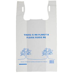 White Reusable Printed Singlet Bag Medium 50x26+13 (CTN)