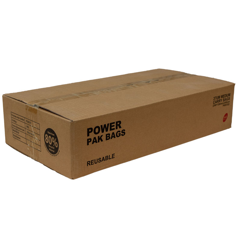 White Reusable Printed Singlet Bag Medium 50x26+13 (CTN)