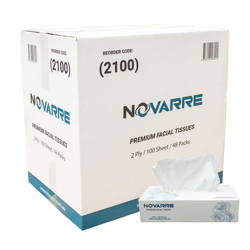 Novarre Premium Facial Tissues 2Ply 100Sheet (2100) CTN/48