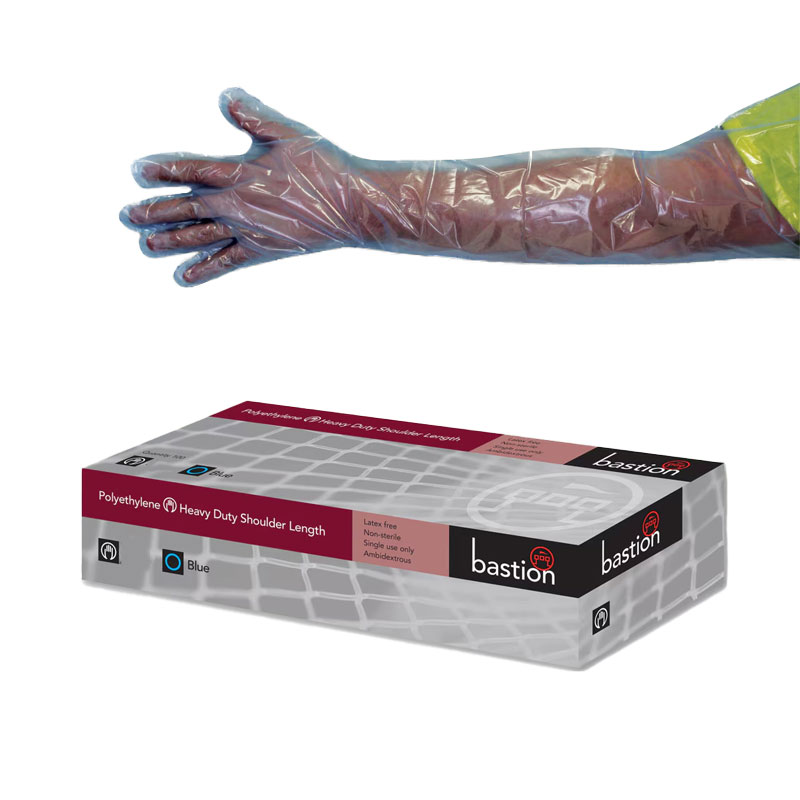Bastion Blue Polyethylene Heavy Duty Shoulder Length Gloves 900mm