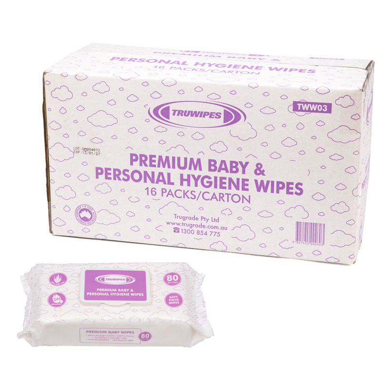 Premium Baby & Personal Hygiene Wipes 20x22cm CTN/16