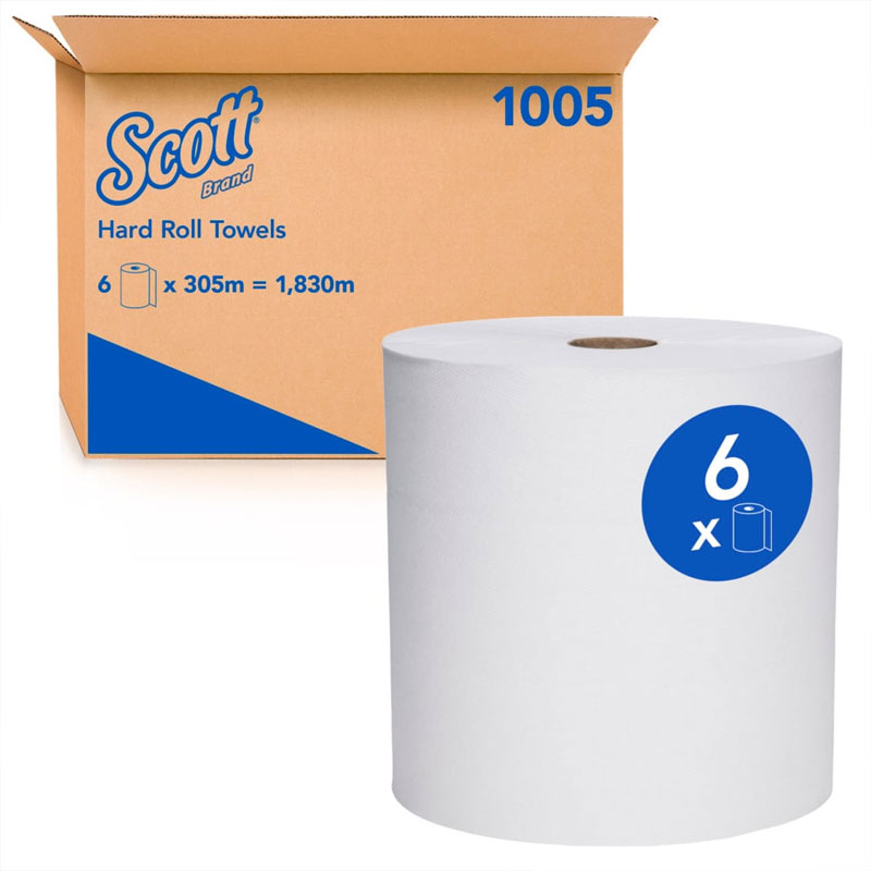 SCOTT Control Hard Roll Hand Towel White 1Ply 305M CTN/6 (1005)