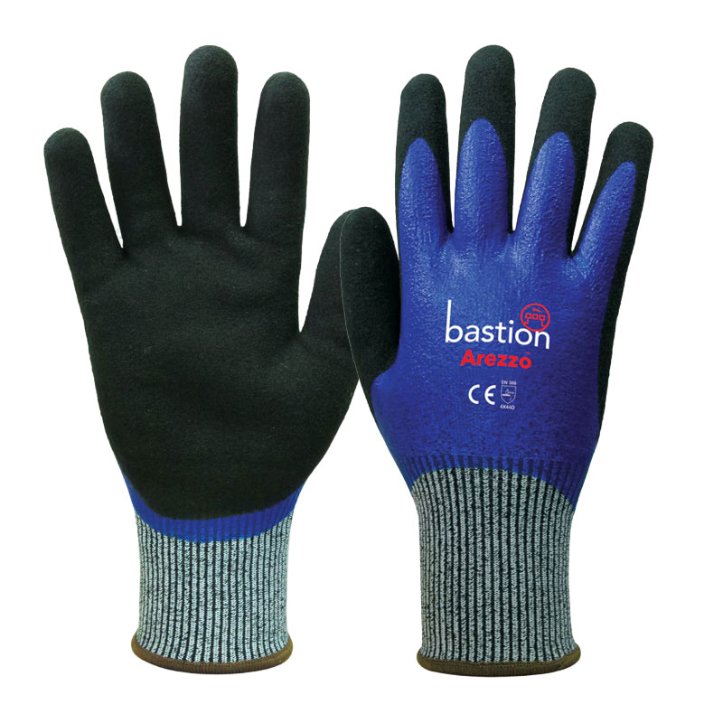 Arezzo Cut 5/Grey HPPE Blue Full Nitrile Coating Black/Sandy Gloves