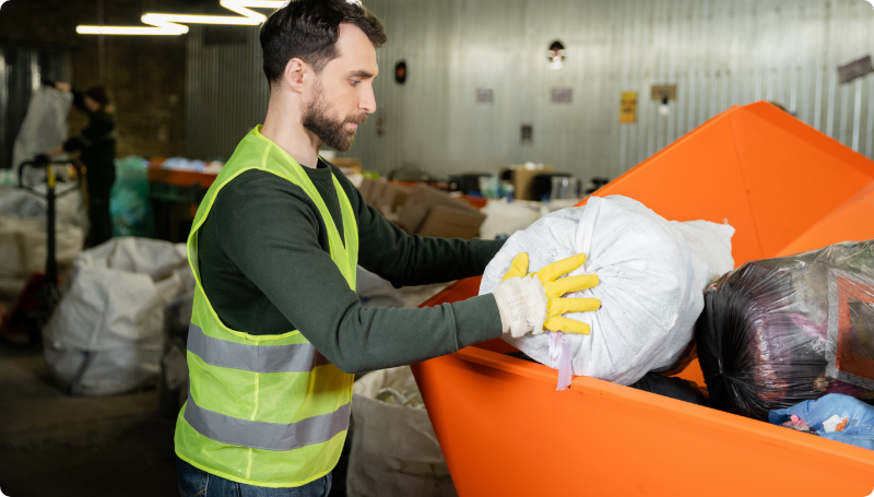 Stack of various commercial bin liners for business use