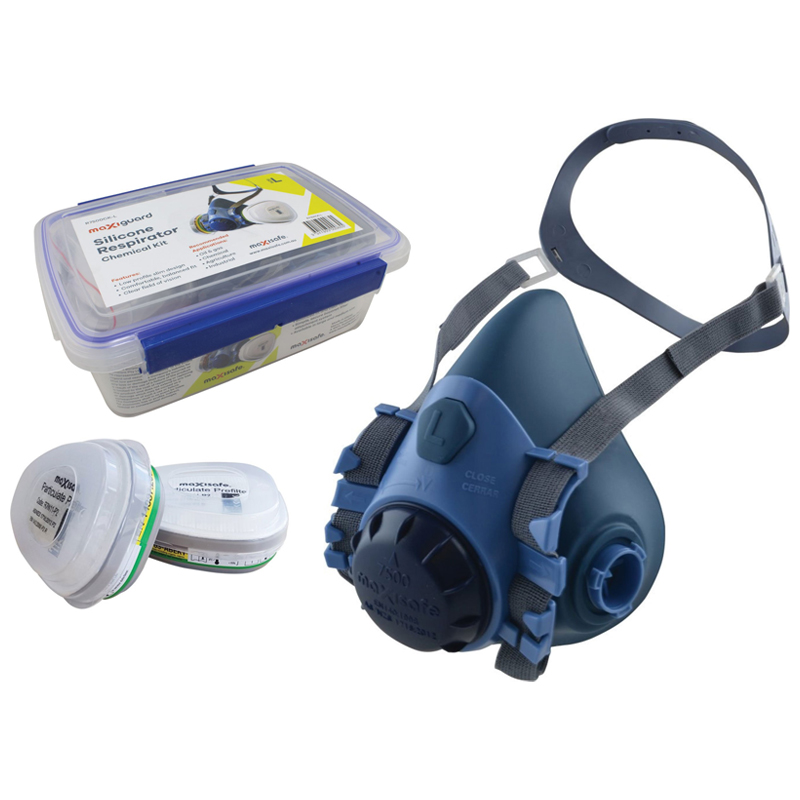 Maxiguard Silicone Half Mask Respirator with ABEK1 P2 Filter Caps